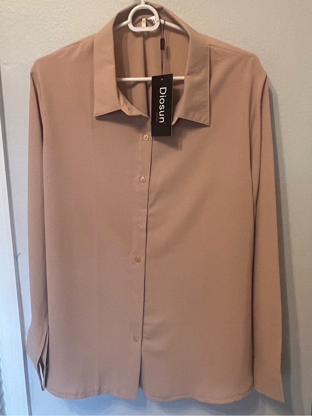 Diosun Nude Beige Button-Down Blouse – Size XL – NWT